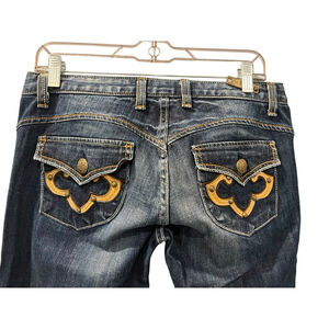 ReRock Express Embellished Embroidered Dark Wash Denim Jeans Size 28 07RJ72 Blue
